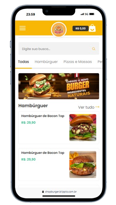Catálogo digital Blipp para hamburguerias e restaurantes - exemplo interativo